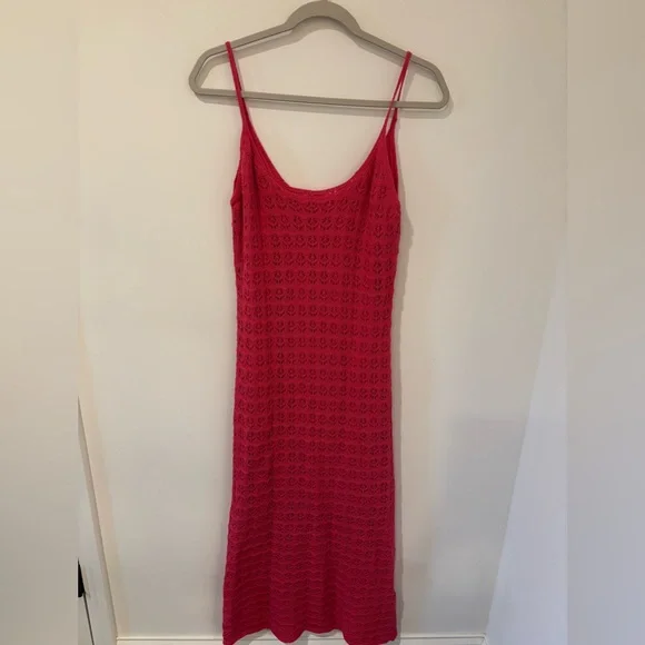 Lush | Dresses | Hot Pink Crochet Midi Lush Dress Size Xl | Poshmark